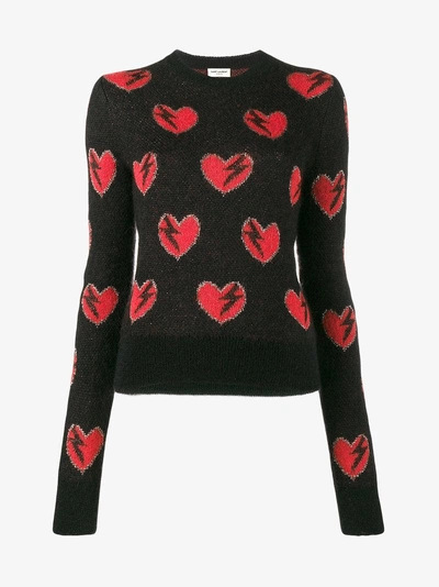 Shop Saint Laurent Heart And Lightning Sweater In Black