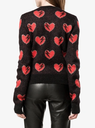 Shop Saint Laurent Heart And Lightning Sweater In Black