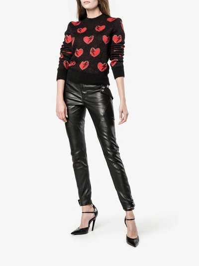 Shop Saint Laurent Heart And Lightning Sweater In Black