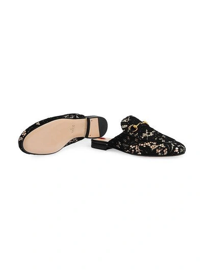 Shop Gucci Black Princetown Lace Mules In 1097 Nero