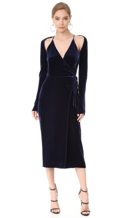 Shop Dion Lee Velvet Contour Dress In Ink