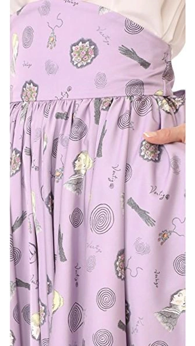 Shop Olympia Le-tan Frances Vertigo Print Skirt In Purple Multi