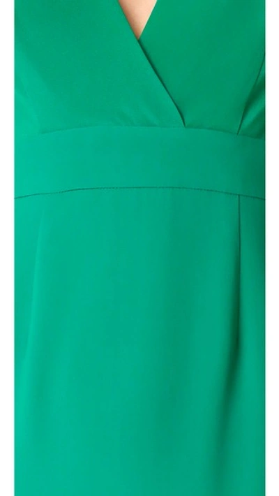 Shop Diane Von Furstenberg Sleeveless Deep V Tailored Gown In Green