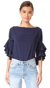 SEE BY CHLOÉ RUFFLE SLEEVE PULLOVER