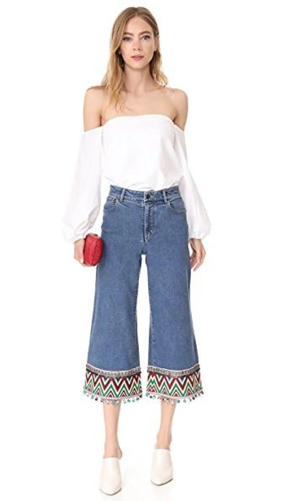 Shop Alice And Olivia Beta High Waisted Cropped Jeans In Vintage Wash/multi