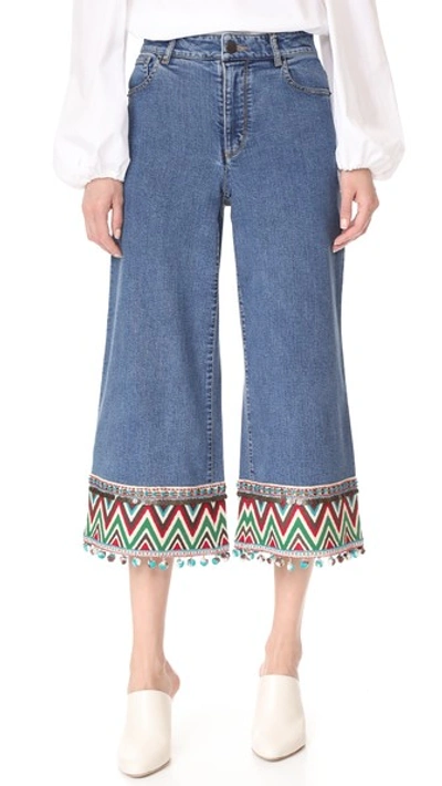 Shop Alice And Olivia Beta High Waisted Cropped Jeans In Vintage Wash/multi