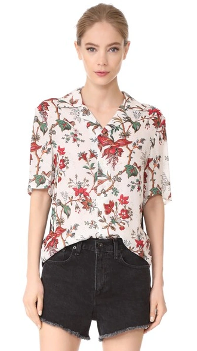 Mcq By Alexander Mcqueen Floral-print Georgette And Crepe De Chine Shirt In Ivory