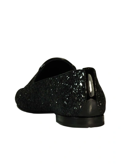 Shop Jimmy Choo "sloane" Black Glitter Slippers