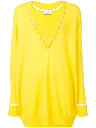 Givenchy Pearl Embellished Sweater In Yellow