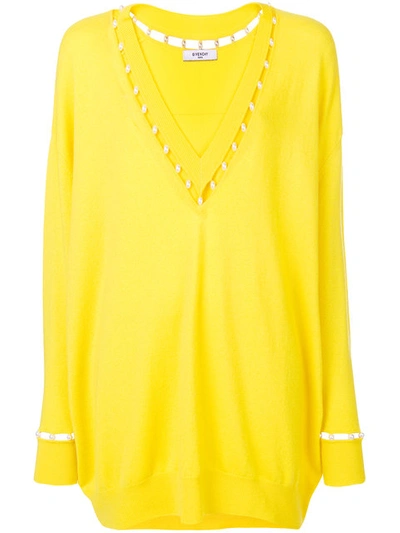 Givenchy Pearl Embellished Jumper In Yellow&orange