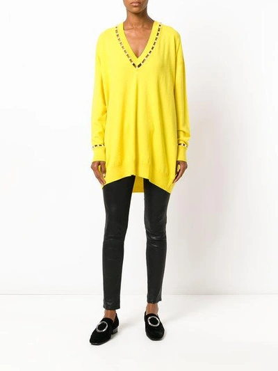 Givenchy Pearl Embellished Sweater In Yellow