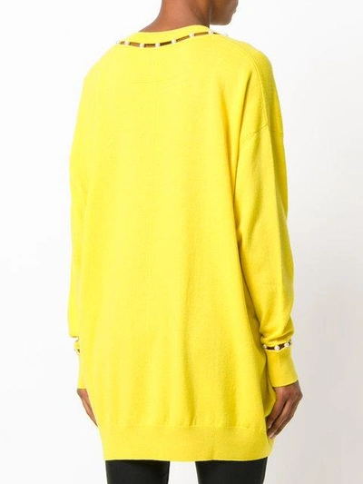 Shop Givenchy Faux Pearl Trim Jumper In Yellow