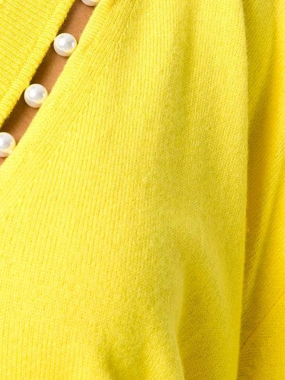 Shop Givenchy Faux Pearl Trim Jumper In Yellow