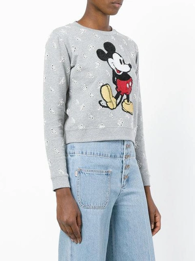 Shop Marc Jacobs Embroidered Mickey Sweater In 043 Grey Melange Multi