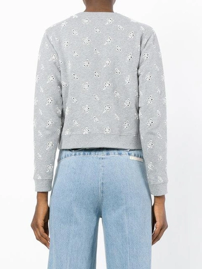 Shop Marc Jacobs Embroidered Mickey Sweater In 043 Grey Melange Multi