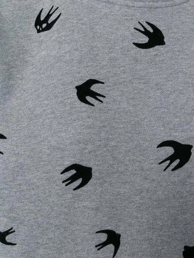 Shop Mcq By Alexander Mcqueen Flocked Swallow Sweatshirt In Grey