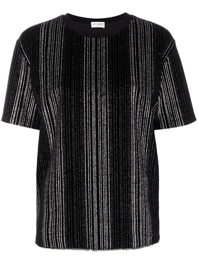 Saint Laurent Metallic Striped T-shirt - Black
