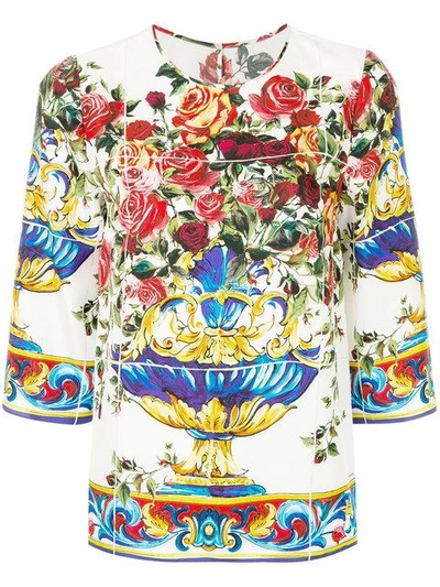 Shop Dolce & Gabbana Majolica Print Top - White