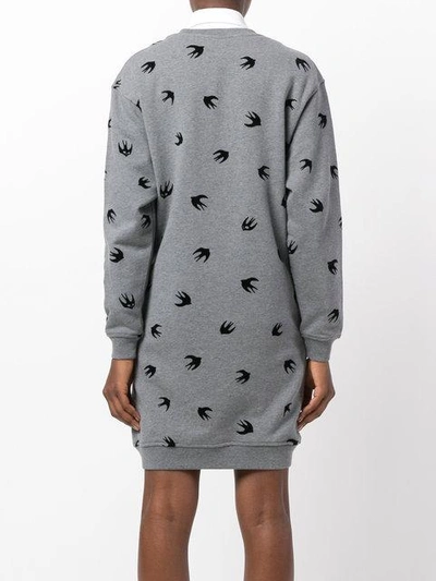 Shop Mcq By Alexander Mcqueen Flocked Swallow Sweatshirt Dress In Grey