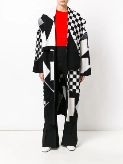 Shop Stella Mccartney Check Volume Knitted Coat - Black