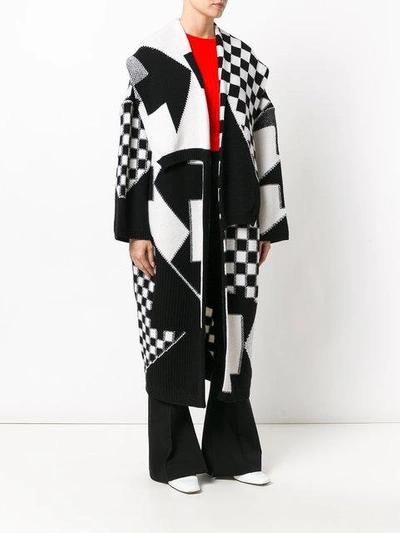 Shop Stella Mccartney Check Volume Knitted Coat - Black