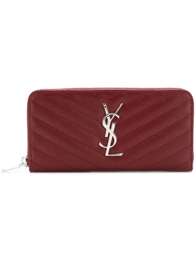 Saint Laurent 'monogram' Portemonnaie In Red