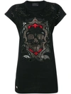 PHILIPP PLEIN PHILIPP PLEIN EMBELLISHED SKULL T-SHIRT - BLACK,WTK0220PJY002N12146077