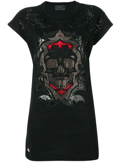 Philipp Plein Embellished Skull T-shirt In Black