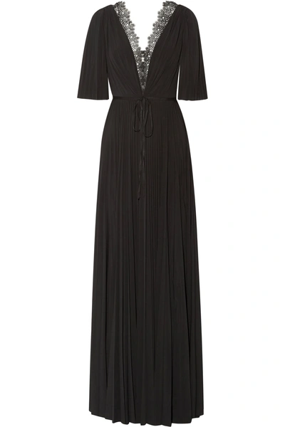Catherine Deane Halaya Corded Lace-trimmed Pleated Crepe De Chine Maxi Dress