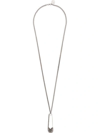 Shop Alexander Mcqueen Paper Clip Pendant Necklace In Grey