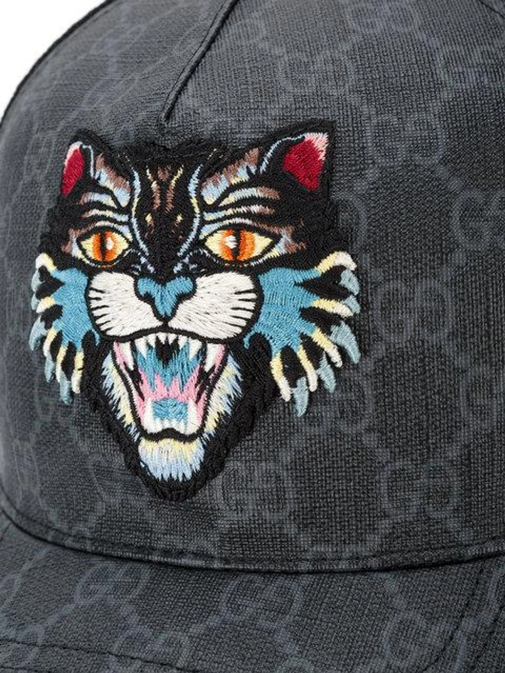 Gucci Gg Supreme Baseball Hat With Angry Cat In Black ModeSens