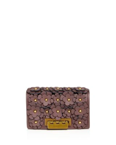 Zac Zac Posen Earthette Leather Card Case In Purple/brass