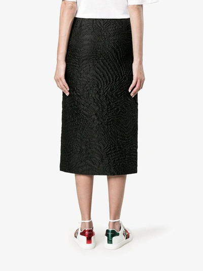Shop Fendi Bow-embellished Cloqué Midi Skirt In Black