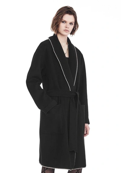 Shop Alexander Wang Bathrobe Coat With Ball Chain Trim In Black