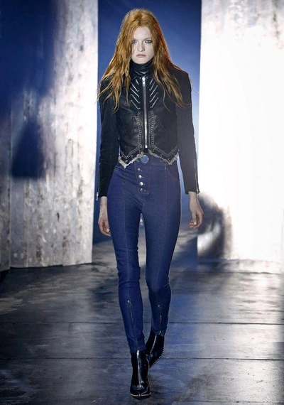 Shop Alexander Wang High-waisted Denim Leggings With Multi-snap Detail In Navy Blue