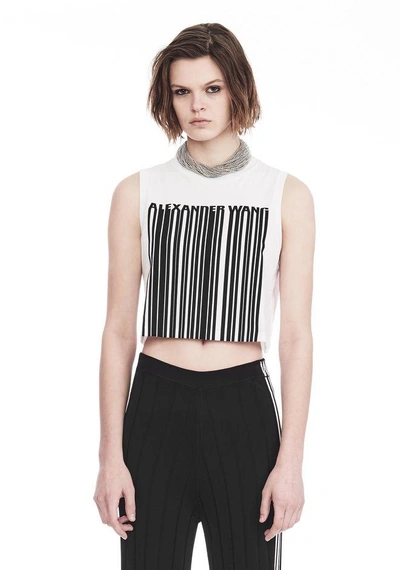 Shop Alexander Wang Exclusive Crewneck Crop Top With Bonded Barcode In White