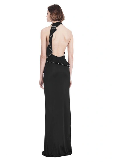 Shop Alexander Wang Gown With Asymmetric Ball Chain Flounce In Black