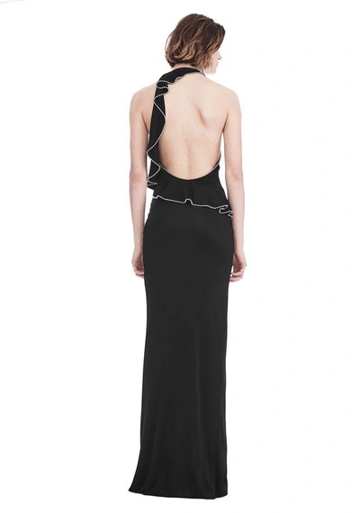 Shop Alexander Wang Gown With Asymmetric Ball Chain Flounce In Black