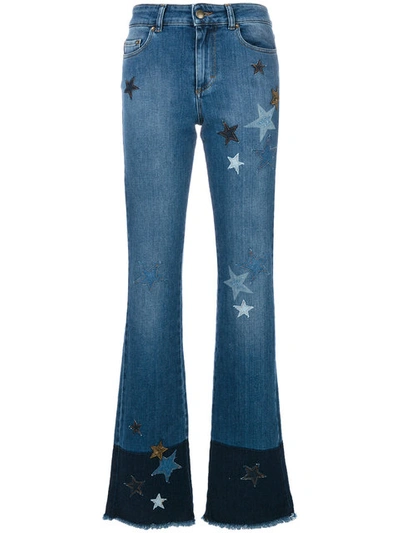 Red Valentino Star Patches Bootcut Jeans In Blu