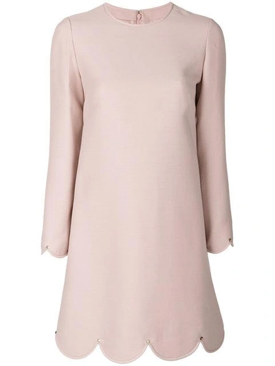 Shop Valentino Scalloped Shift Dress In Pink