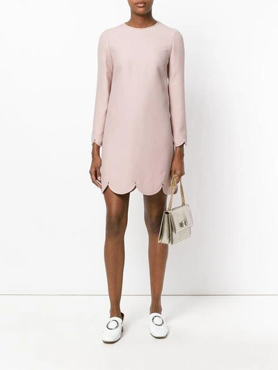 Shop Valentino Scalloped Shift Dress In Pink