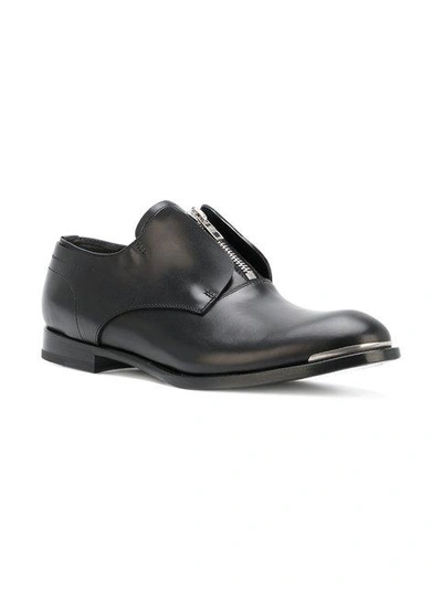 Shop Alexander Mcqueen Zip-detail Derby Shoes - Black