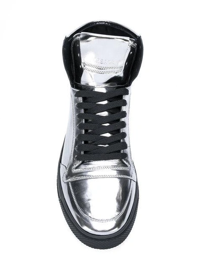 Shop Versace Medusa Palazzo High-top Sneakers In Metallic