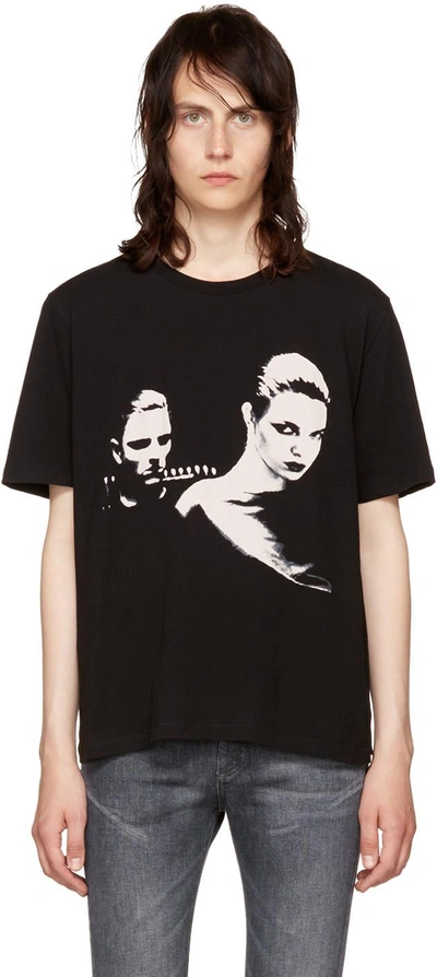 Saint Laurent Black And White Short Sleeve Couple T-shirt | ModeSens