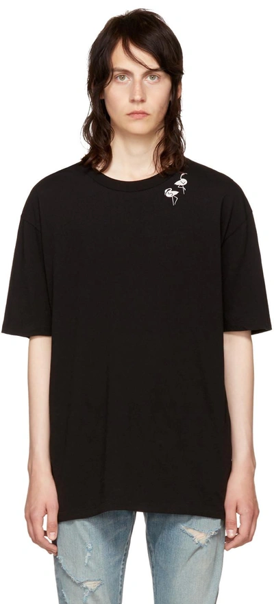 Shop Saint Laurent Black Flamingo T-shirt In 9787 Black