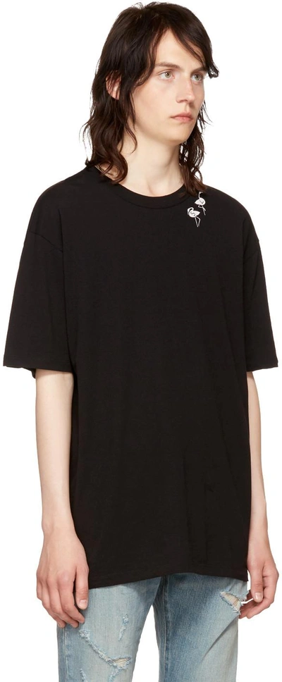 Shop Saint Laurent Black Flamingo T-shirt In 9787 Black