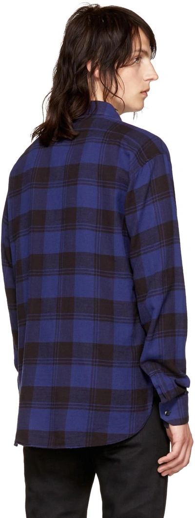 Shop Saint Laurent Blue Flannel Check Shirt