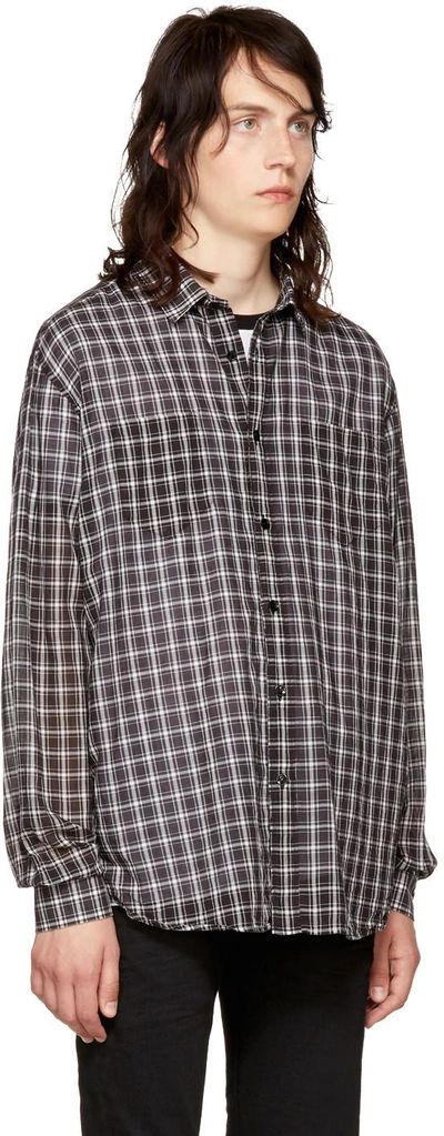 Shop Saint Laurent Black & White Check Shirt