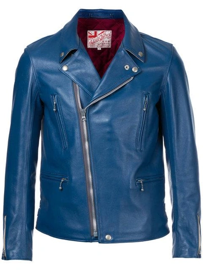 Shop Addict Clothes Japan Vintage Style Biker Jacket In Blue