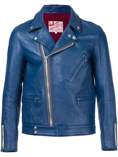 Shop Addict Clothes Japan Vintage Style Biker Jacket In Blue